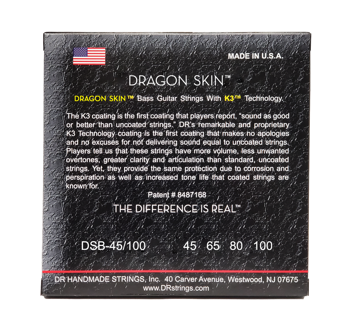 DR Strings DR Dragon Skin Coated Stainless Steel Electric Bass Strings Long Scale Set - 4-String 45-100 DSB-45/100