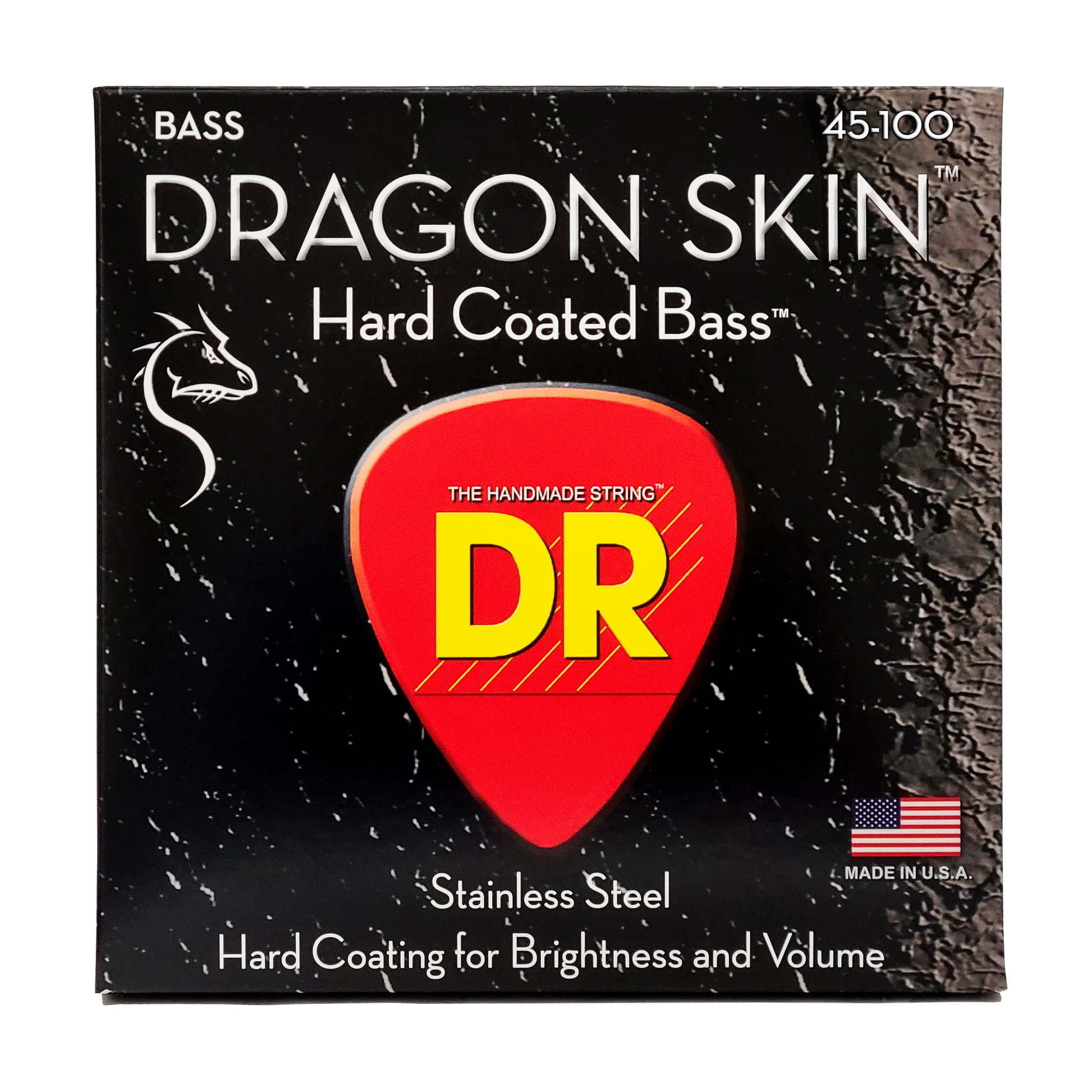 DR Strings DR Dragon Skin Coated Stainless Steel Electric Bass Strings Long Scale Set - 4-String 45-100 DSB-45/100