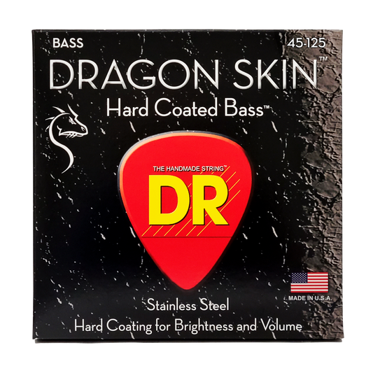 DR Strings DR Dragon Skin Coated Stainless Steel Electric Bass Strings Long Scale Set - 5-String 45-125 DSB5-45