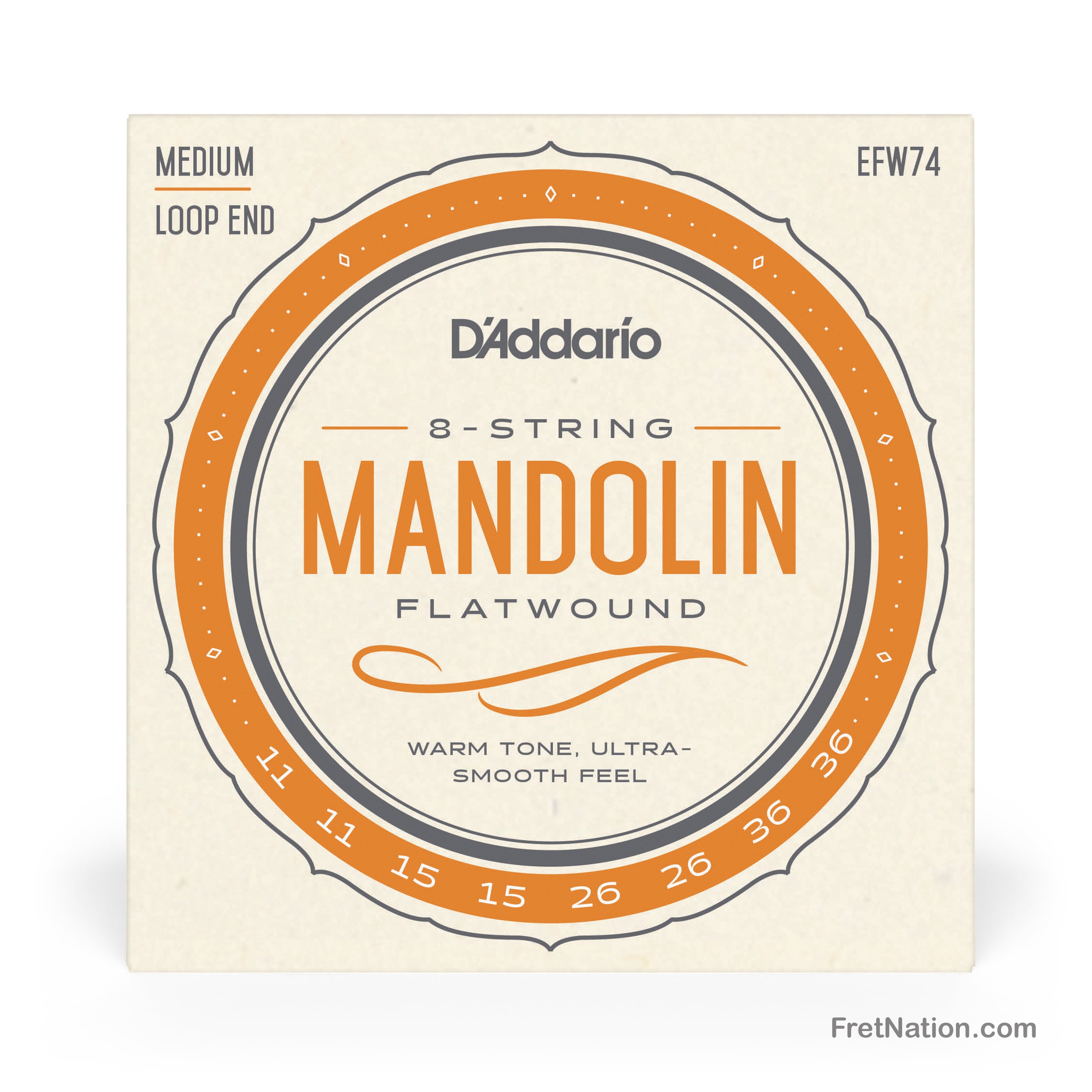 D'Addario D'Addario Flat Wound Stainless Steel Mandolin String Set - 11-36 Medium EFW74