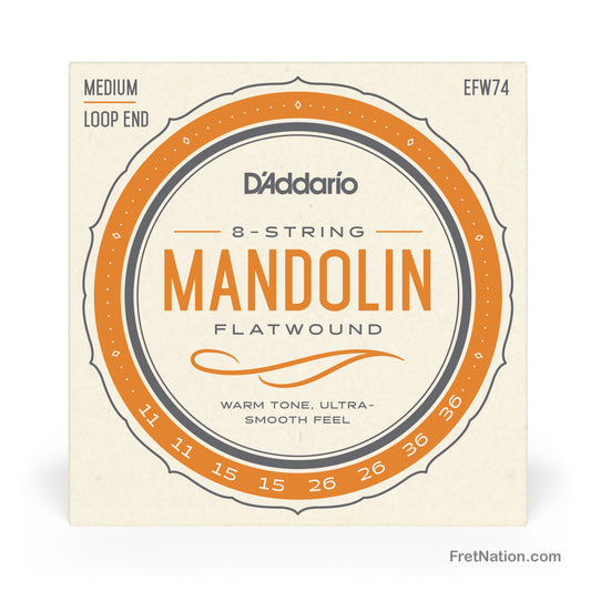 D'Addario D'Addario Flat Wound Stainless Steel Mandolin String Set - 11-36 Medium EFW74