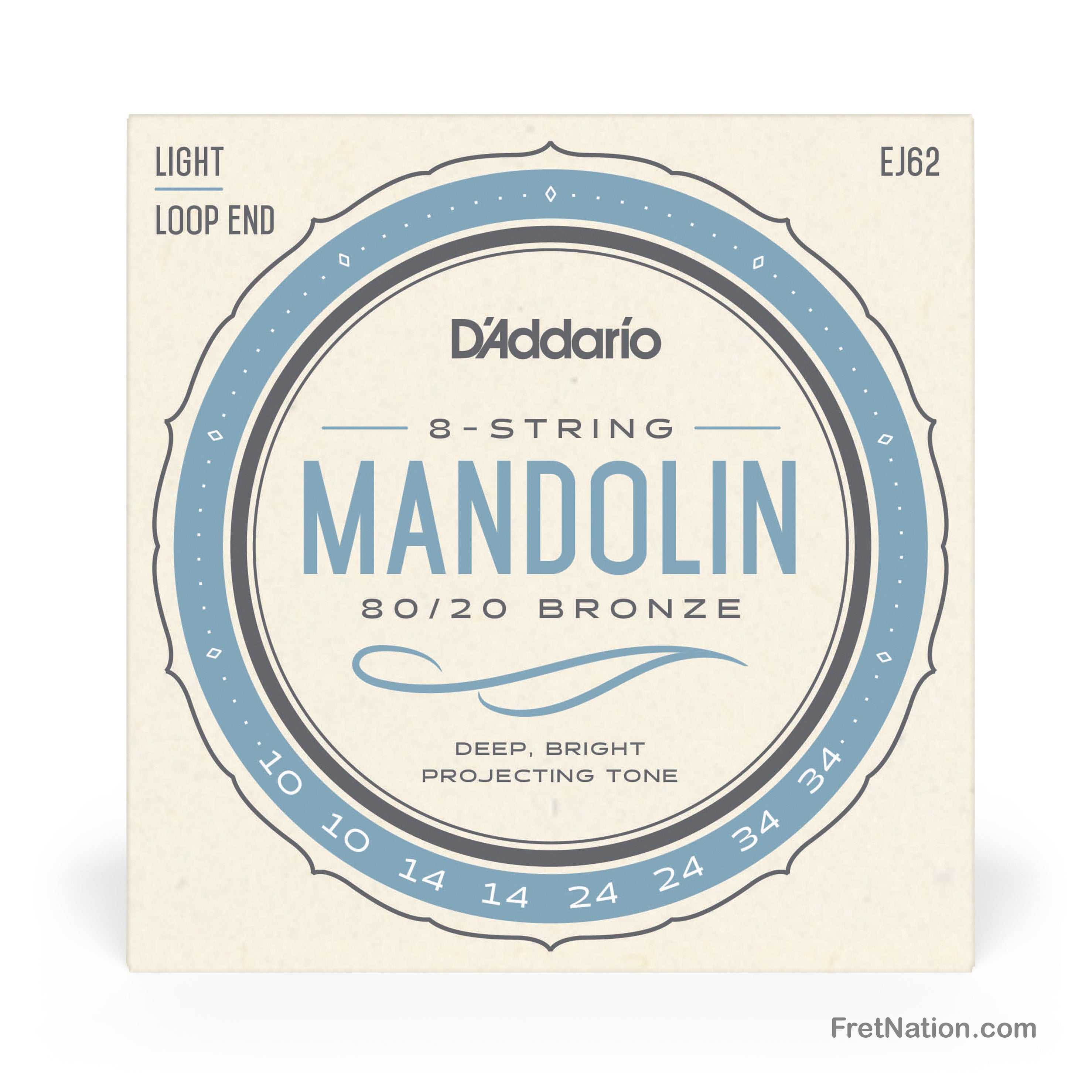 D'Addario D'Addario 80/20 Bronze Mandolin String Set 5-String - 10-34 Light EJ62