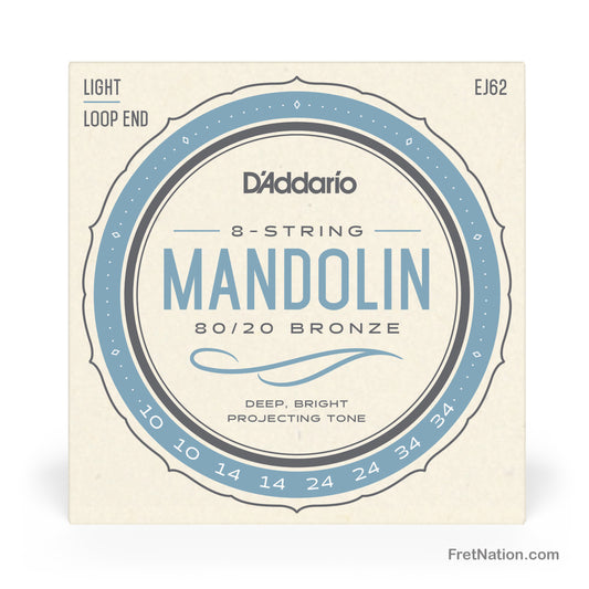 D'Addario D'Addario 80/20 Bronze Mandolin String Set 5-String - 10-34 Light EJ62