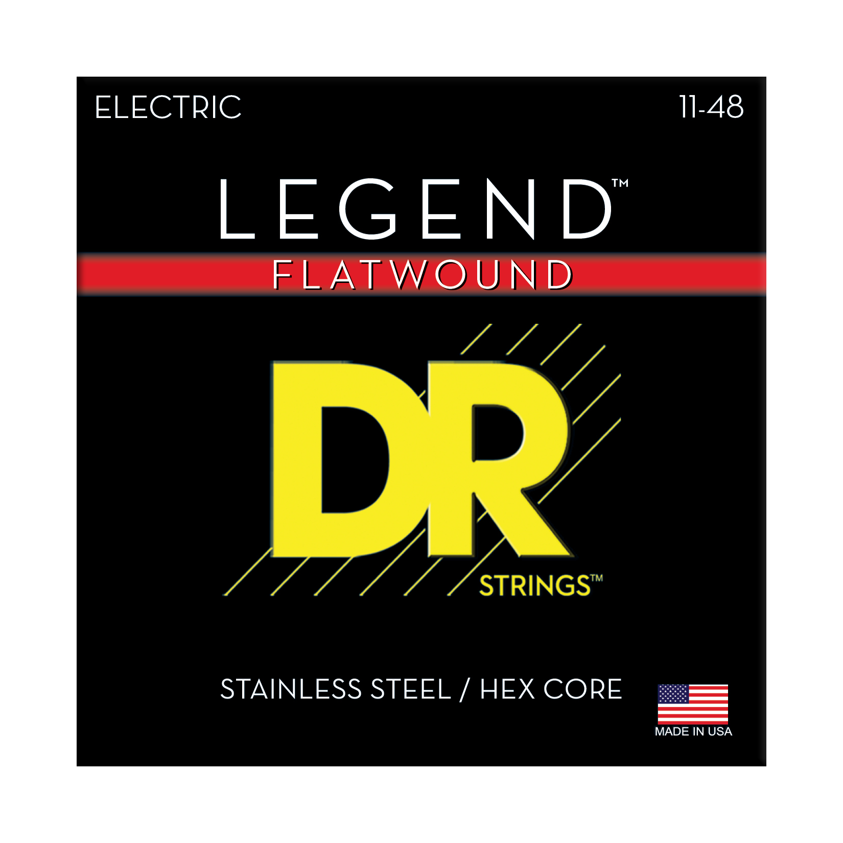DR Strings DR Legend Polished Flatwound Electric Guitar String Set - 11-48 Medium-Light FL-11