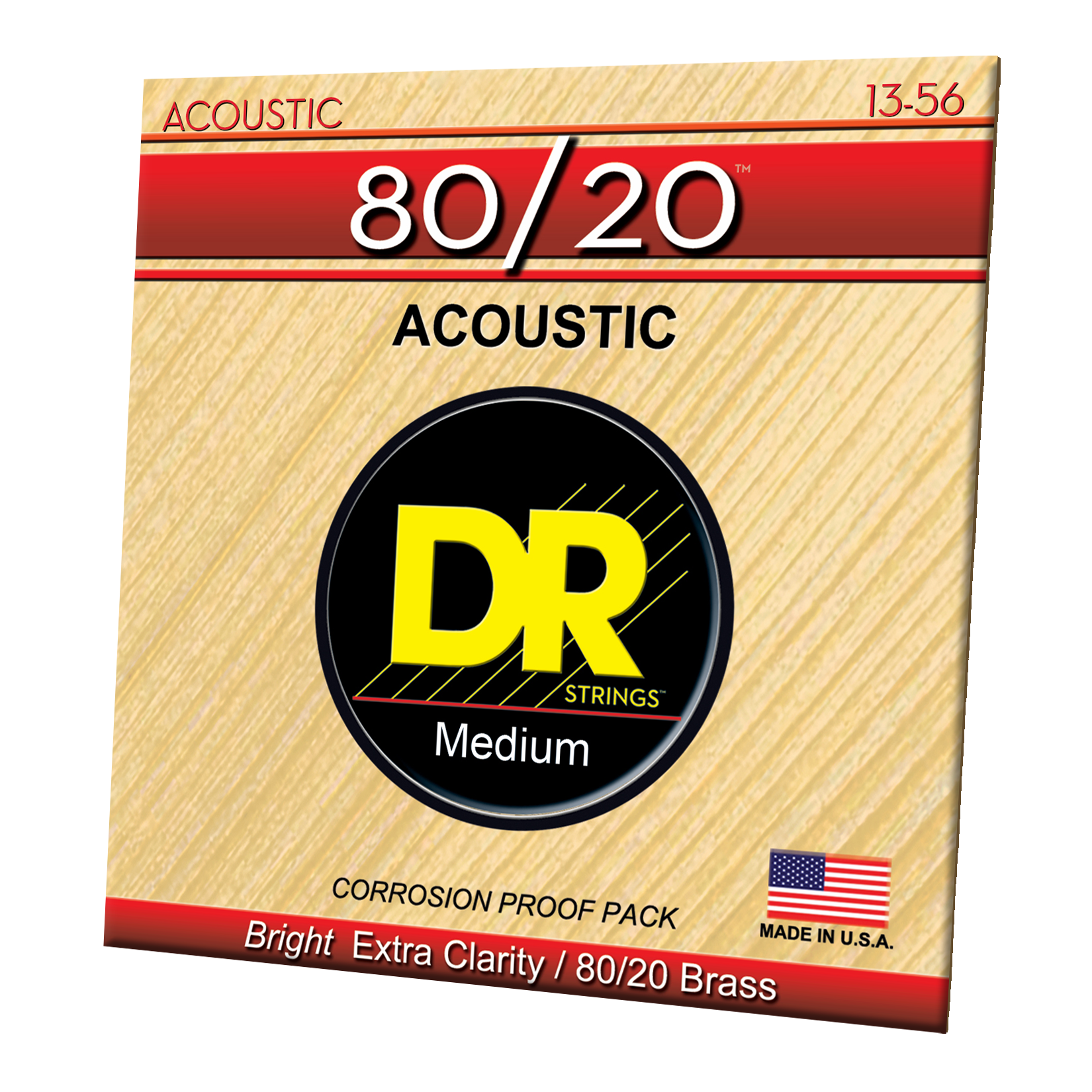 DR Strings DR HI-BEAM 80/20 Brass Acoustic Guitar String Set - 13-56 Light HA-13