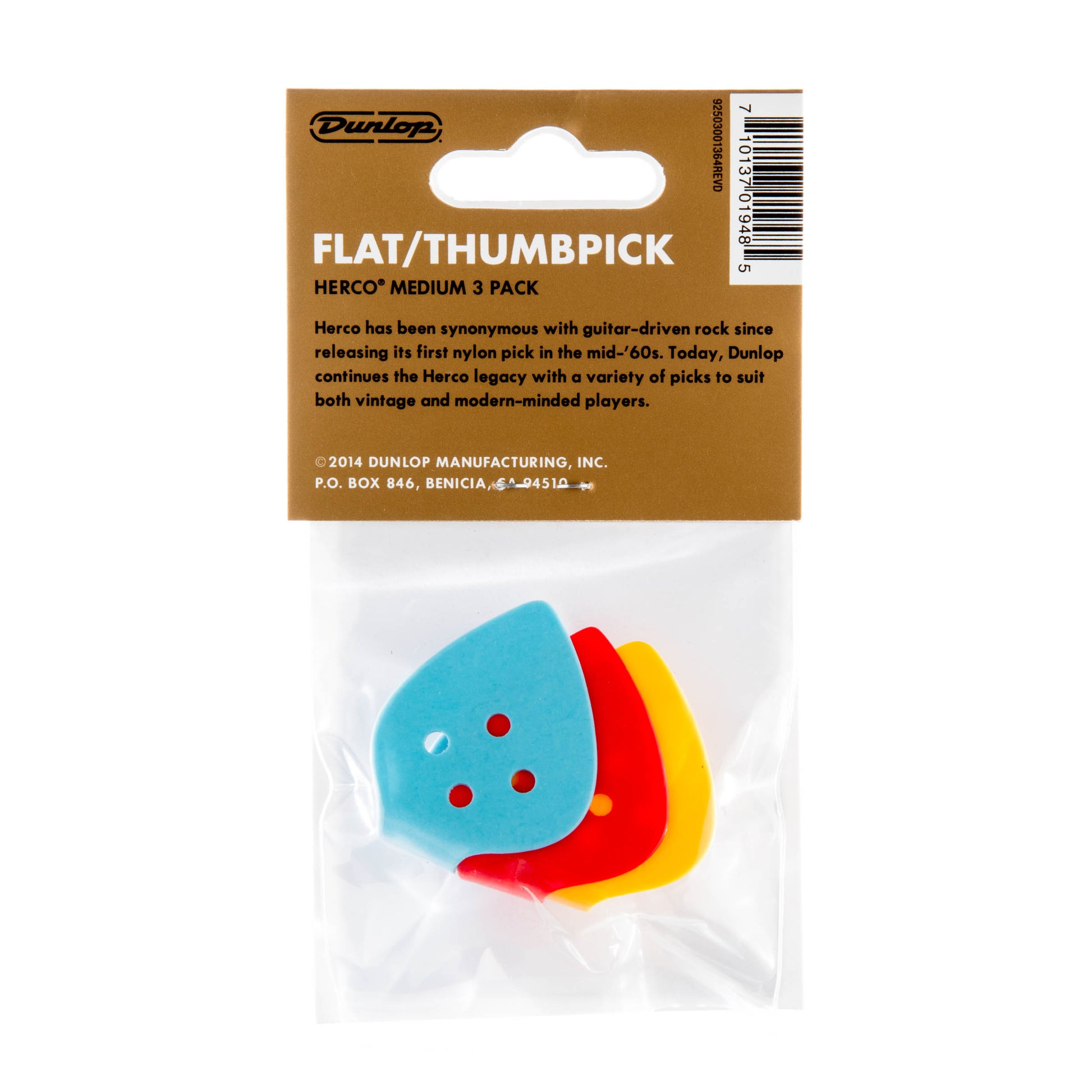 Jim Dunlop DUNLOP HERCO FLAT GUITAR THUMBPICK PLAYER'S PACK 03-PACK MEDIUM - HE112P