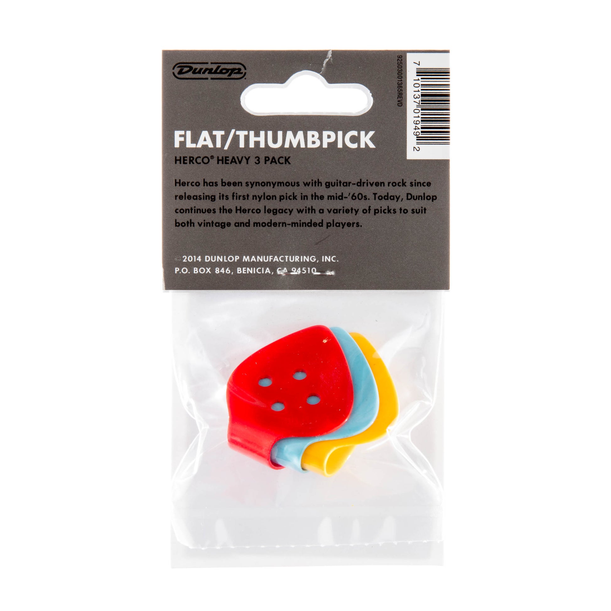Jim Dunlop DUNLOP HERCO FLAT GUITAR THUMBPICK PLAYER'S PACK 03-PACK HEAVY - HE113P
