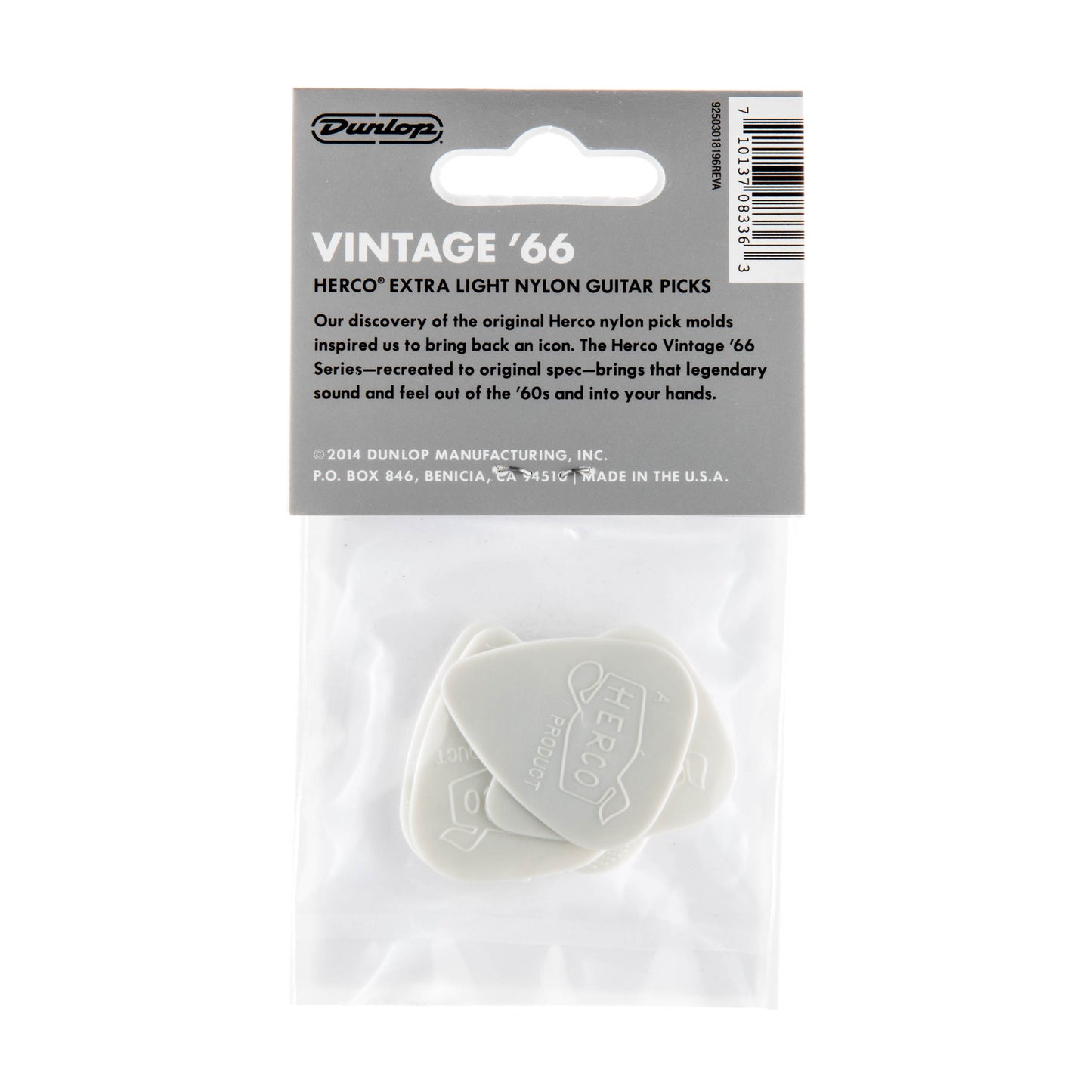 Jim Dunlop DUNLOP HERCO VINTAGE '66 GUITAR PICK PLAYER'S PACK 06-PACK EXTRA LIGHT - HEV209P