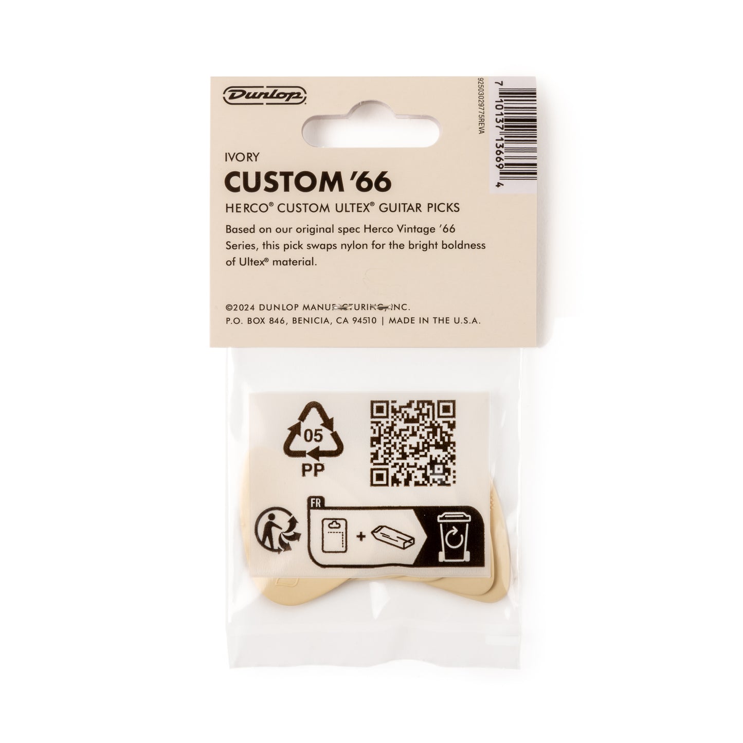 Jim Dunlop DUNLOP X HERCO CUSTOM '66 ULTEX GUITAR PICK PLAYER'S PACK 06-PACK HEAVY - HEV211U66P