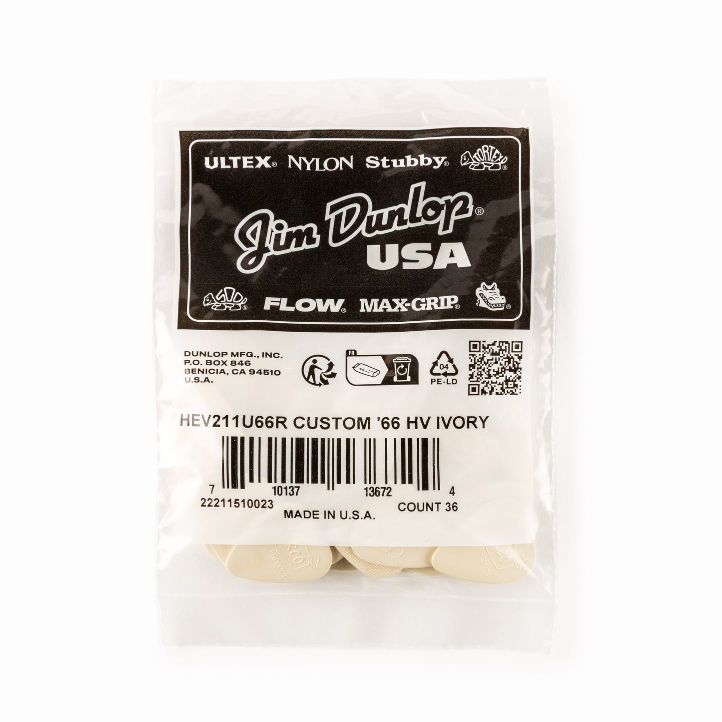 Jim Dunlop DUNLOP X HERCO CUSTOM '66 ULTEX GUITAR PICK REFILL BAG 36-PACK HEAVY - HEV211U66R