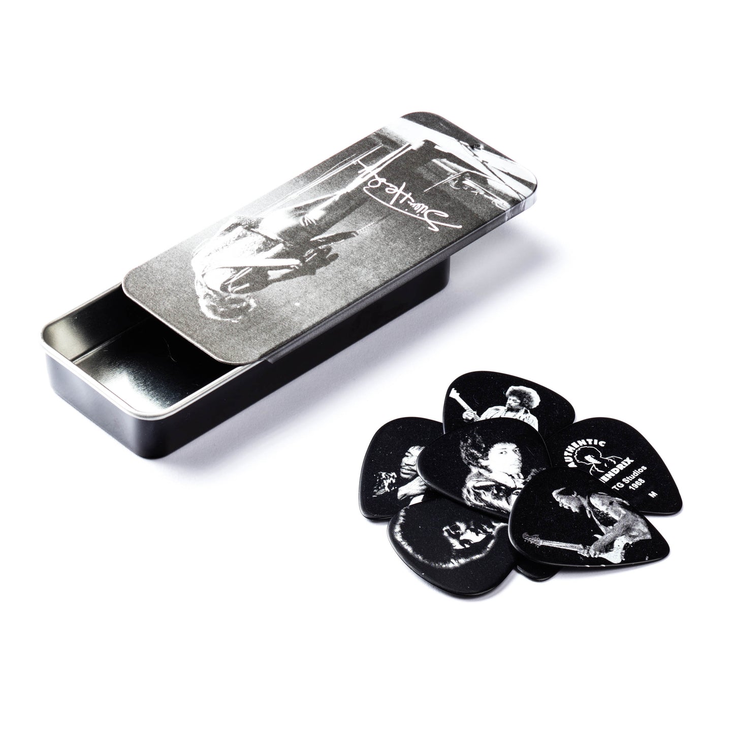 Jim Dunlop DUNLOP JIMI HENDRIX SILVER PORTRAIT PICK TIN GUITAR PICK REFILL BOX MEDIUM - JHPT06M