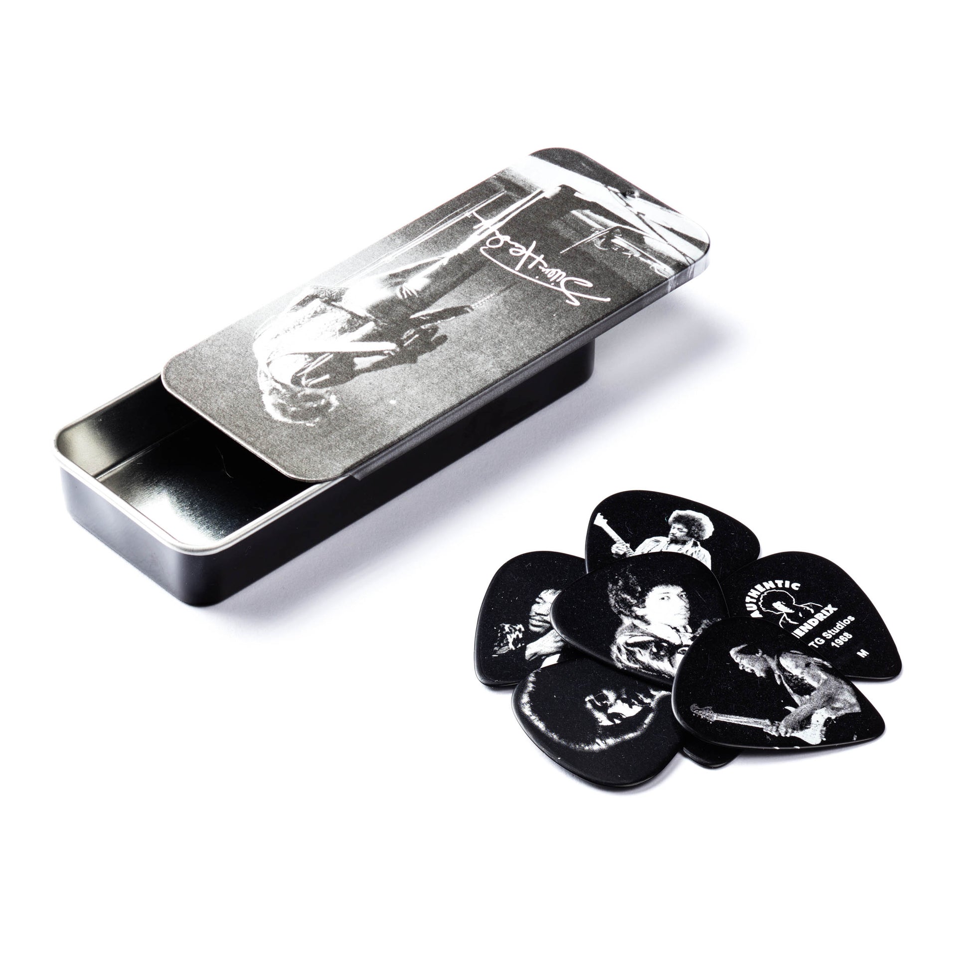 Jim Dunlop DUNLOP JIMI HENDRIX SILVER PORTRAIT PICK TIN GUITAR PICK REFILL BOX MEDIUM - JHPT06M