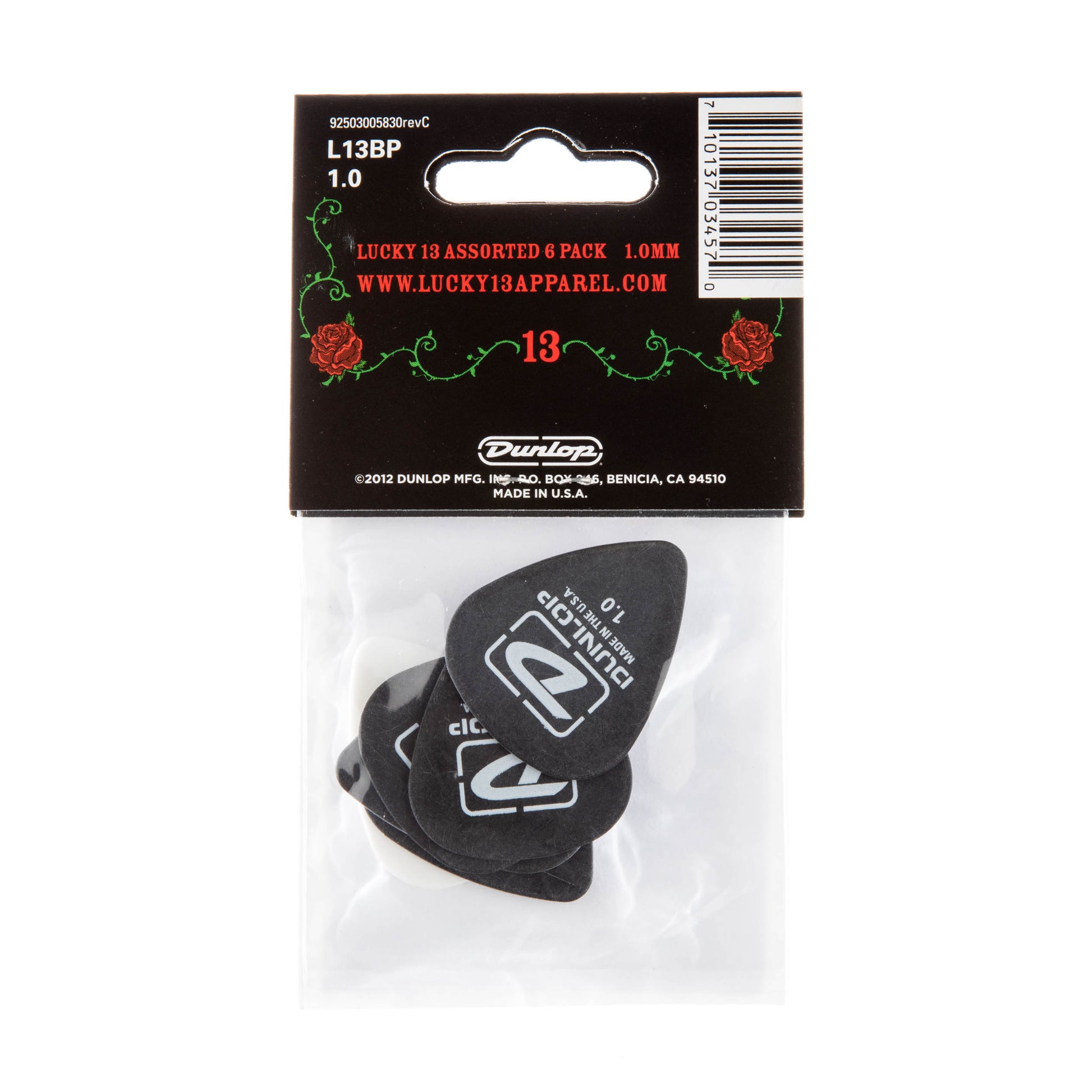 Jim Dunlop DUNLOP LUCKY 13 ASSORTMENT 1 - 1.0mm GUITAR PICK PLAYER'S PACK 06-PACK - L13BP100