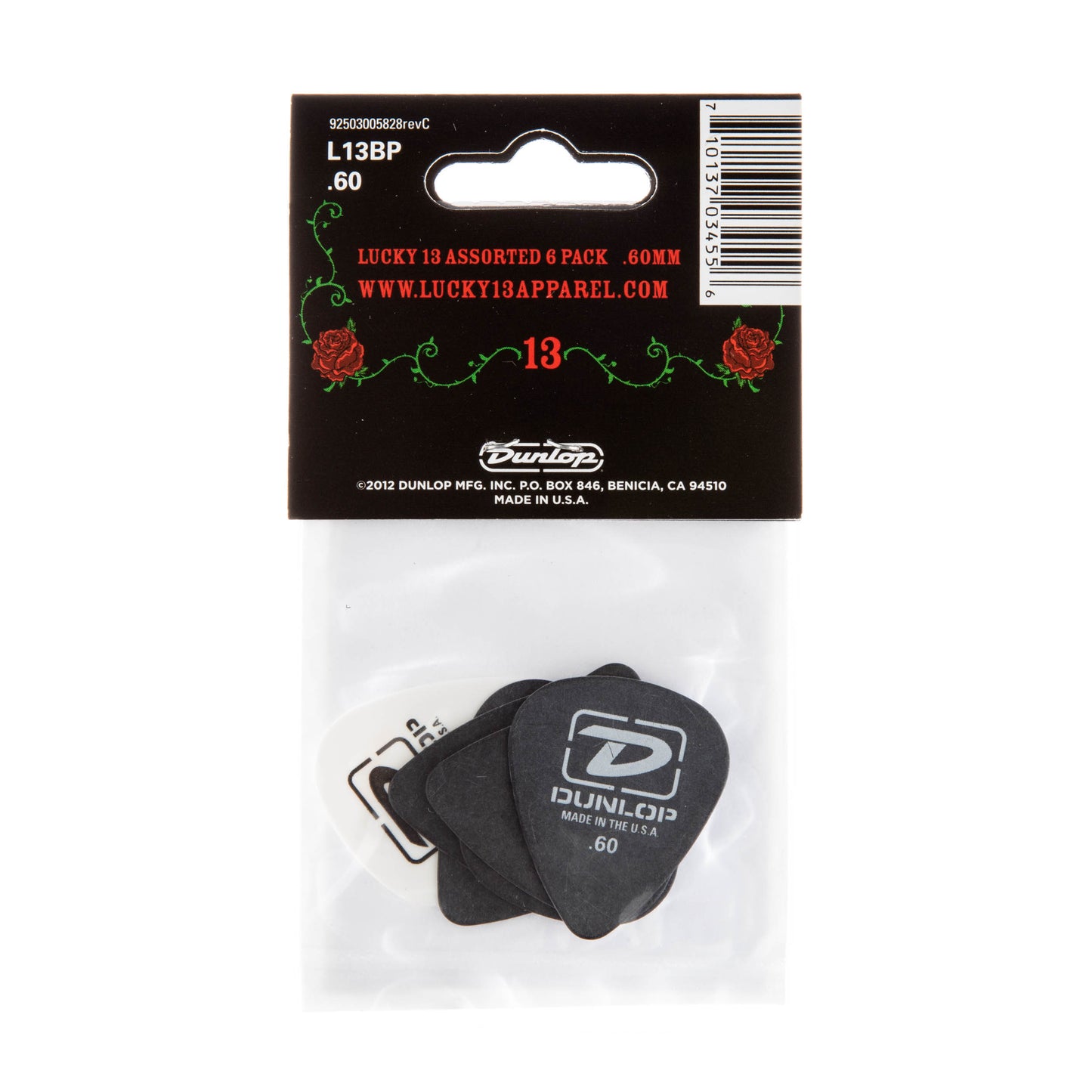 Jim Dunlop DUNLOP LUCKY 13 ASSORTMENT 1 - .60mm GUITAR PICK PLAYER'S PACK 06-PACK - L13BP060