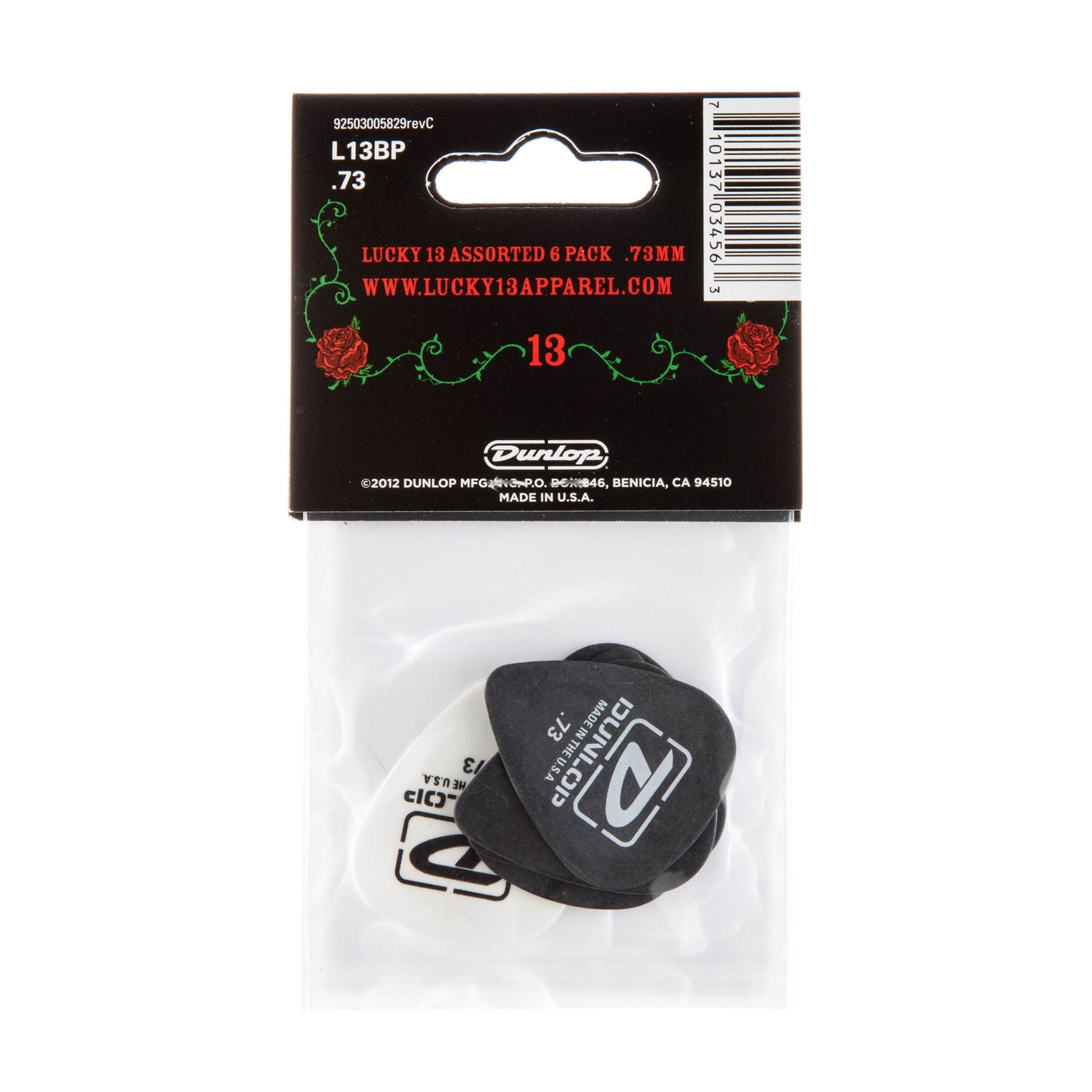 Jim Dunlop DUNLOP LUCKY 13 ASSORTMENT 1 - .73mm GUITAR PICK PLAYER'S PACK 06-PACK - L13BP073