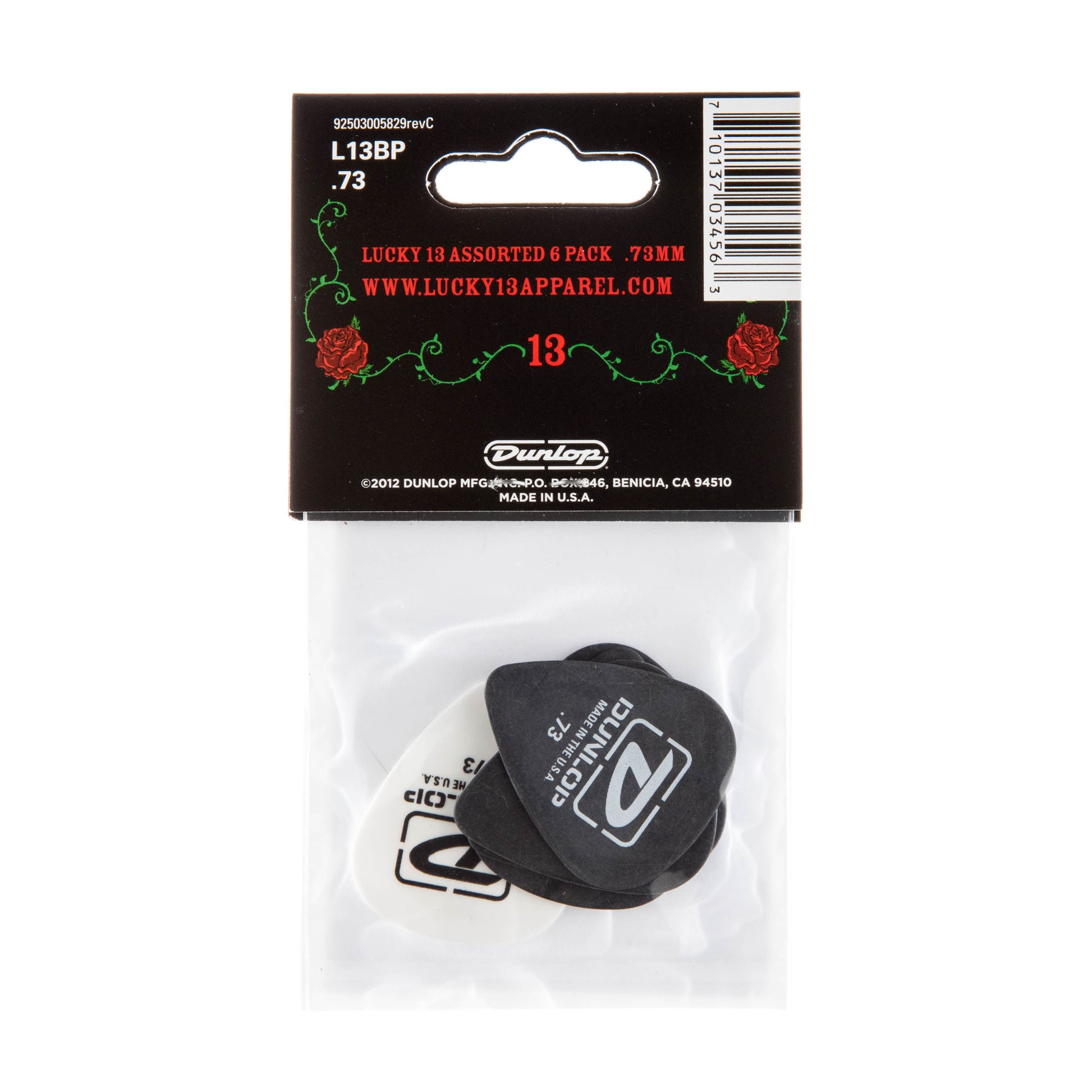 Jim Dunlop DUNLOP LUCKY 13 ASSORTMENT 1 - .73mm GUITAR PICK PLAYER'S PACK 06-PACK - L13BP073