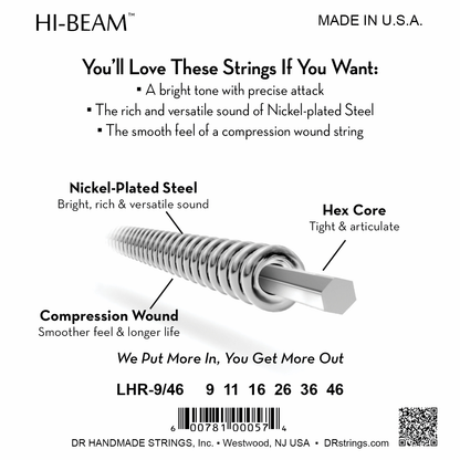 DR Strings DR HI-BEAM Electric Guitar String Set - 09-46 Light-Heavy LHR-9