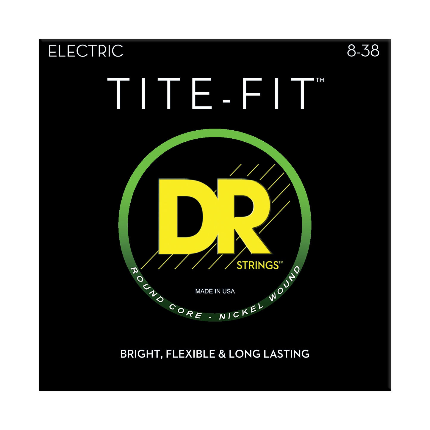 DR Strings DR TITE-FIT Nickel Plated Steel Electric Guitar String Set - 08-38 Light-Light LLT-8