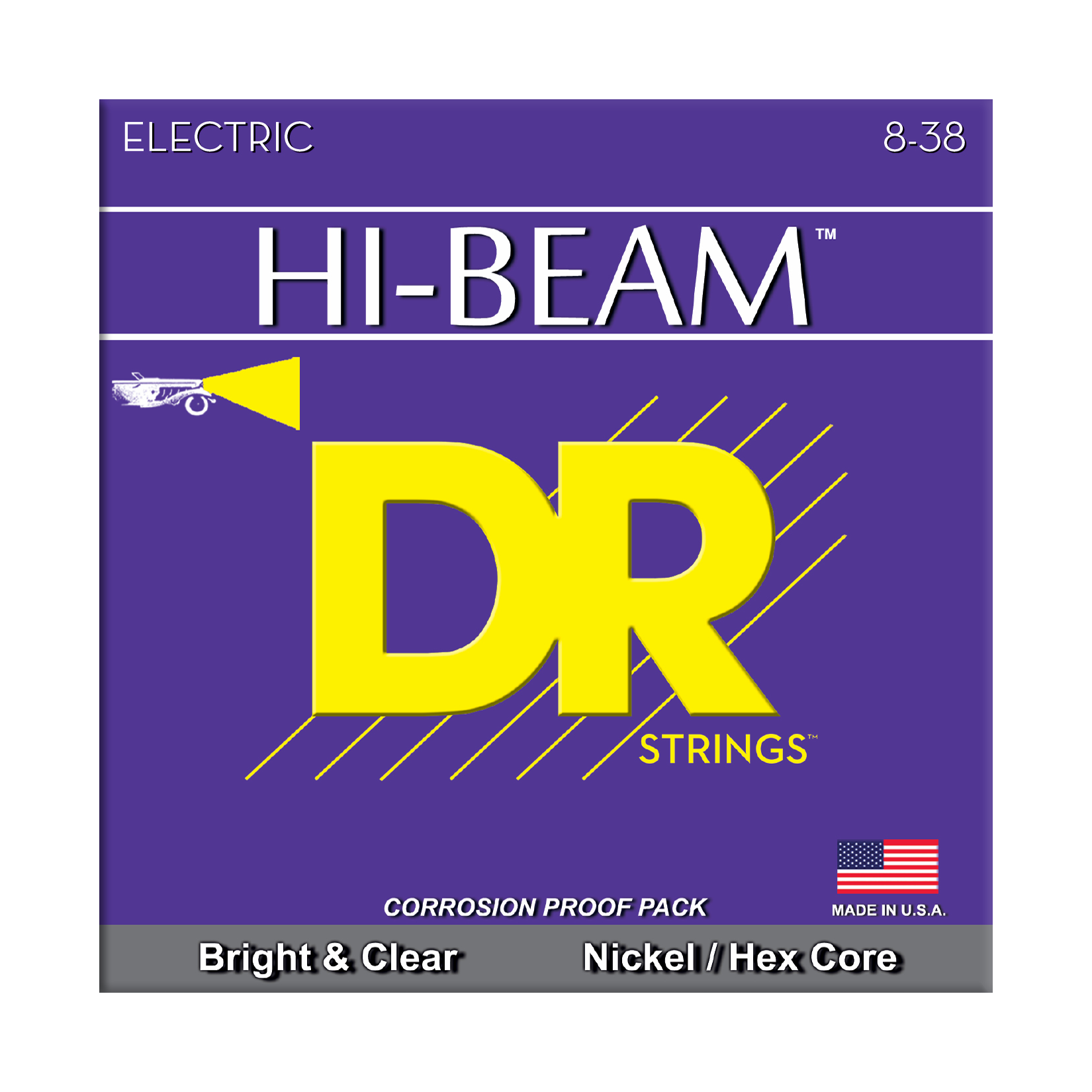 DR Strings DR HI-BEAM Electric Guitar String Set - 08-38 Light-Light LLTR-8