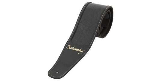 Warwick Sadowsky MasterBuilt Genuine Leather Bass Strap - Black w/ Gold Embossing - LS B SMB GL BK BG
