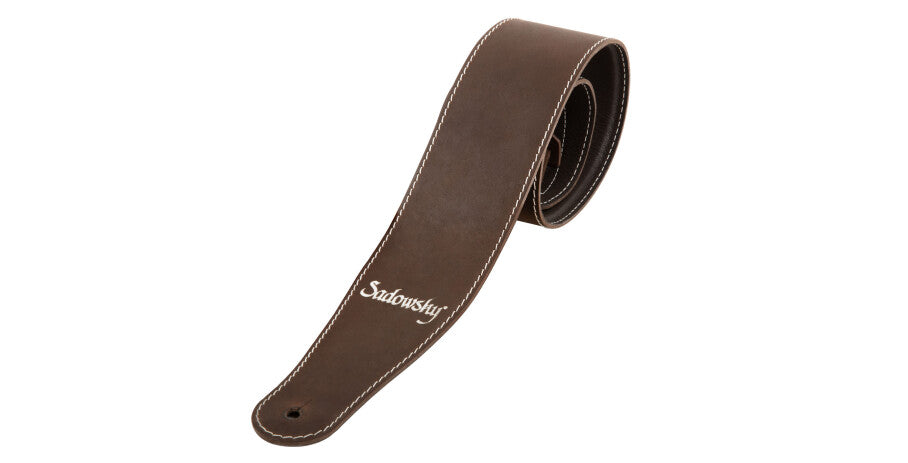 Warwick Sadowsky MetroLine Genuine Leather Bass Strap - Brown w/ Silver Embossing - LS B SML GL BR BS