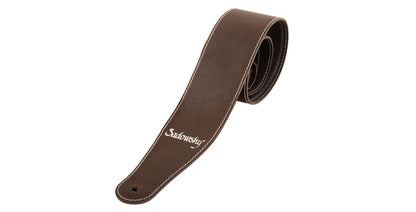 Warwick Sadowsky MetroLine Genuine Leather Bass Strap - Brown w/ Silver Embossing - LS B SML GL BR BS