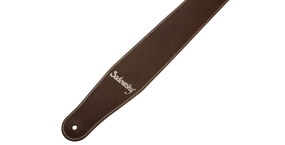 Warwick Sadowsky MetroLine Genuine Leather Bass Strap - Brown w/ Silver Embossing - LS B SML GL BR BS