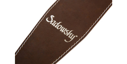 Warwick Sadowsky MetroLine Genuine Leather Bass Strap - Brown w/ Silver Embossing - LS B SML GL BR BS