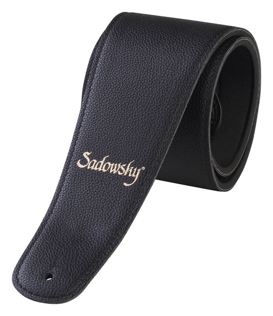 Warwick Sadowsky Synthetic Leather Bass Strap w/ Neoprene Padding - Black w/ Gold Embossing - LS B S SL 100 BK G