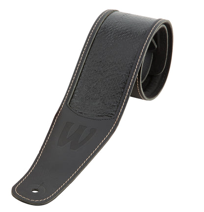Warwick Warwick MasterBuilt Genuine Leather Bass Strap - Black w/ Blind Embossing - LS B WMB GL BK BB