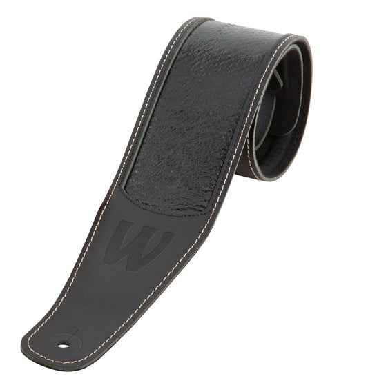 Warwick Warwick MasterBuilt Genuine Leather Bass Strap - Black w/ Blind Embossing - LS B WMB GL BK BB