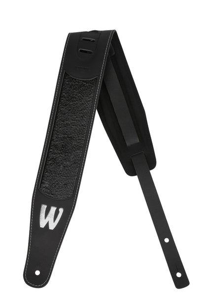 Warwick Warwick MasterBuilt Genuine Leather Bass Strap - Black w/ Silver Embossing - LS B WMB GL BK BS