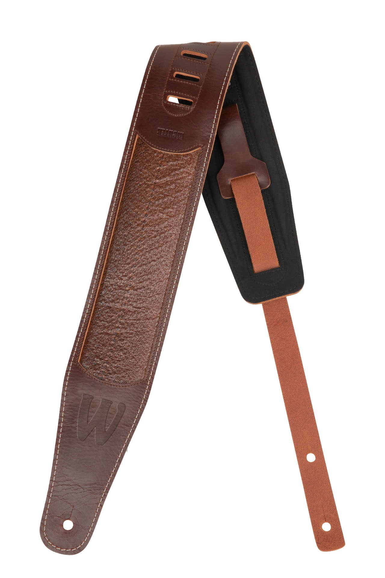 Warwick Warwick MasterBuilt Genuine Leather Bass Strap - Brown w/ Blind Embossing - LS B WMB GL BR BB