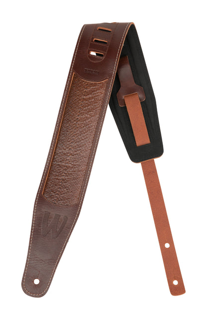 Warwick Warwick MasterBuilt Genuine Leather Bass Strap - Brown w/ Blind Embossing - LS B WMB GL BR BB