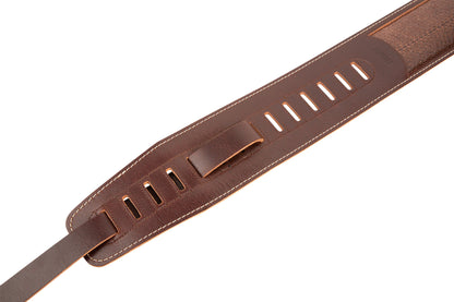 Warwick Warwick MasterBuilt Genuine Leather Bass Strap - Brown w/ Blind Embossing - LS B WMB GL BR BB