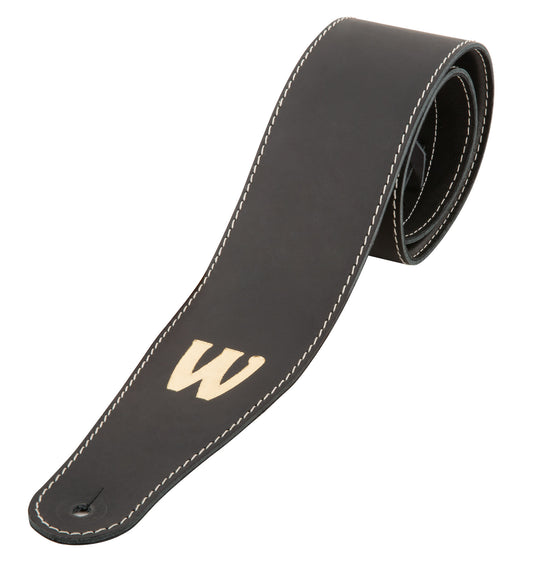 Warwick Warwick TeamBuilt Genuine Leather Bass Strap - Black w/ Gold Embossing - LS B WTB GL BK BG
