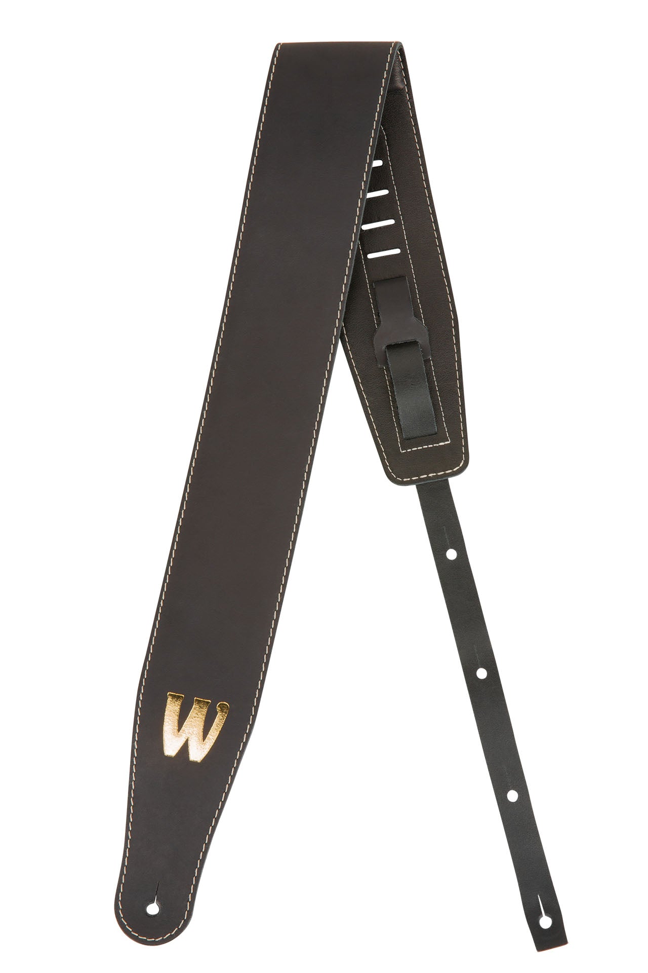 Warwick Warwick TeamBuilt Genuine Leather Bass Strap - Black w/ Gold Embossing - LS B WTB GL BK BG