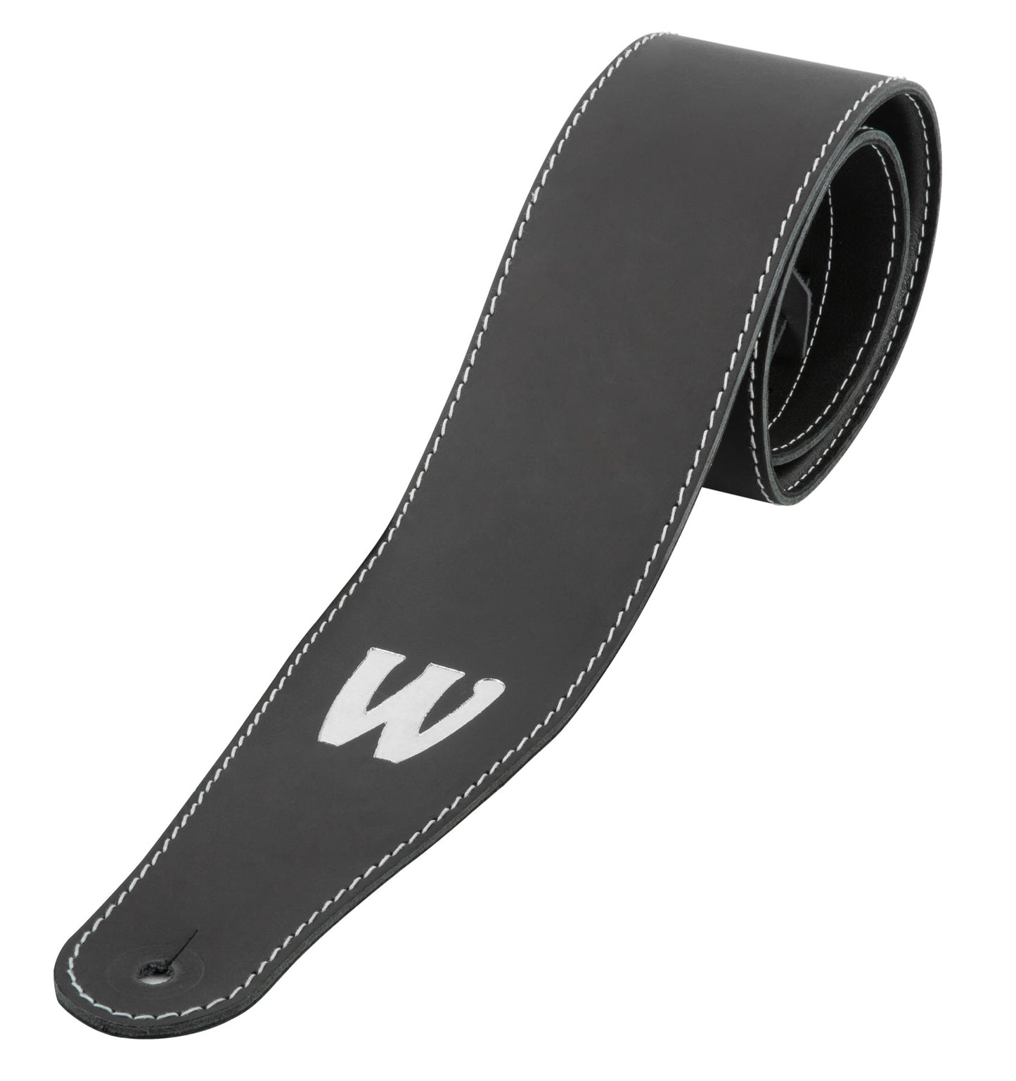 Warwick Warwick TeamBuilt Genuine Leather Bass Strap - Black w/ Silver Embossing - LS B WTB GL BK BS