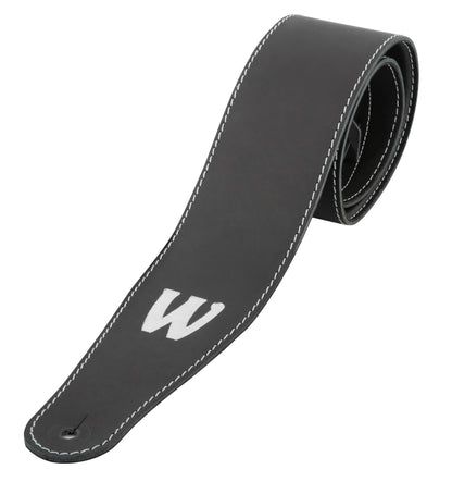 Warwick Warwick TeamBuilt Genuine Leather Bass Strap - Black w/ Silver Embossing - LS B WTB GL BK BS
