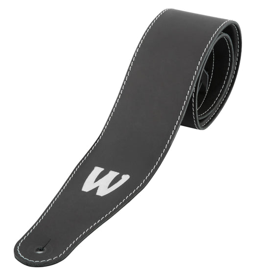 Warwick Warwick TeamBuilt Genuine Leather Bass Strap - Black w/ Silver Embossing - LS B WTB GL BK BS