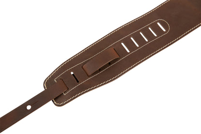 Warwick Warwick TeamBuilt Genuine Leather Bass Strap - Brown w/ Silver Embossing - LS B WTB GL BR BS