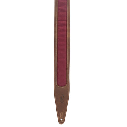 Levy's Leathers Levy's Brown Crazy Horse Leather w/ Burgundy Waxed Canvas 2.5" Guitar Strap - M317TRI-BRN-BRG