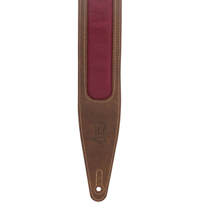 Levy's Leathers Levy's Brown Crazy Horse Leather w/ Burgundy Waxed Canvas 2.5" Guitar Strap - M317TRI-BRN-BRG