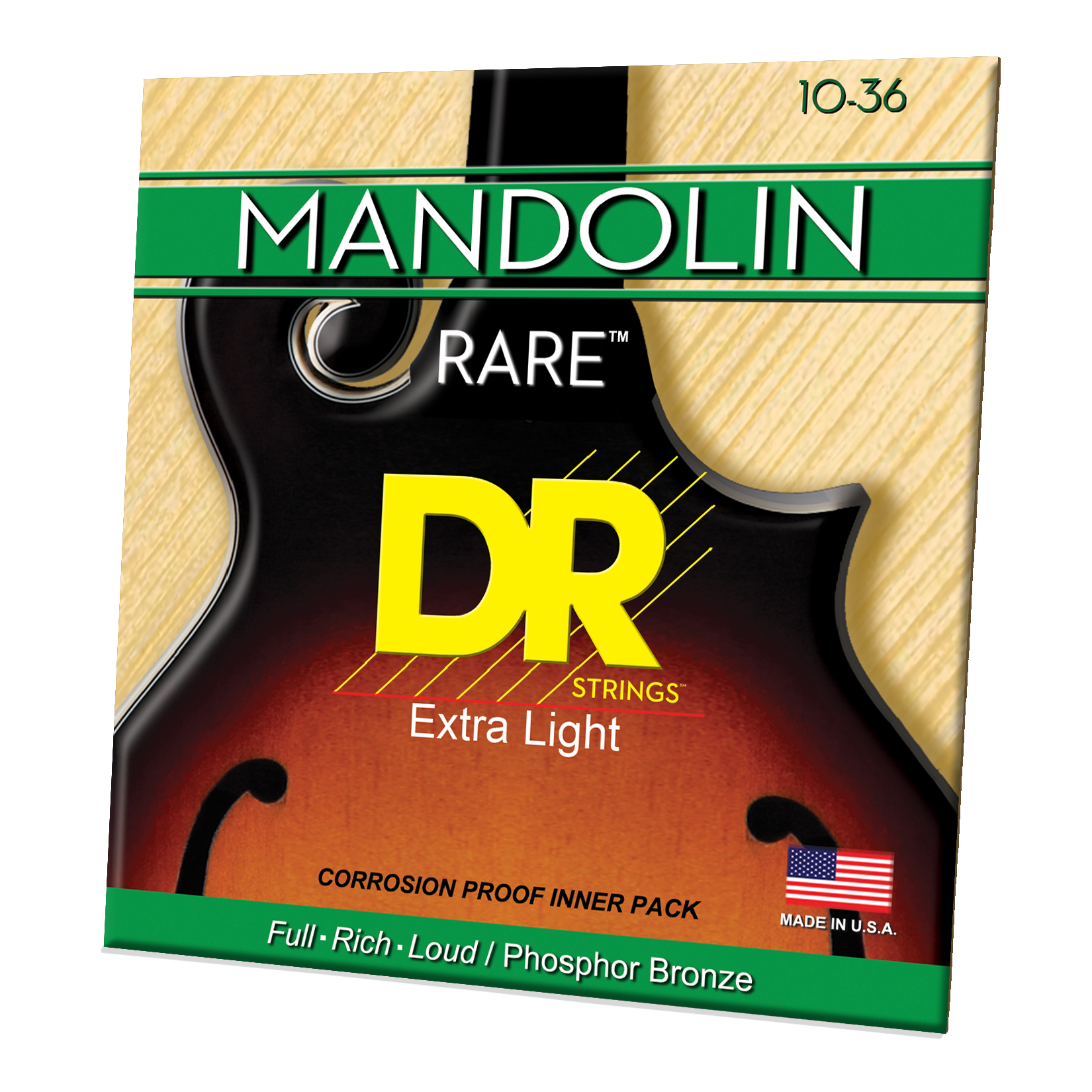 DR Strings DR RARE Phosphor Bronze Mandolin String Set - 10-36 Extra Light MD-10