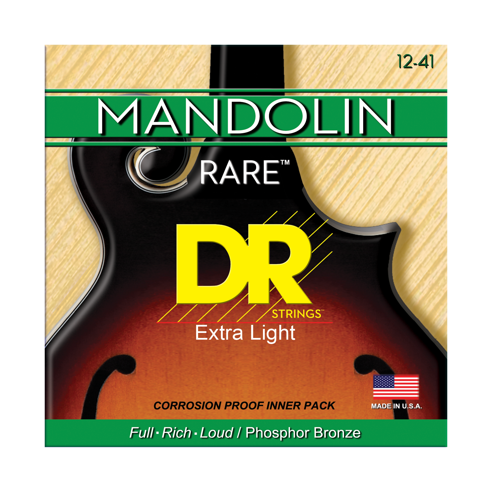 DR Strings DR RARE Phosphor Bronze Mandolin String Set - 12-41 Heavy MD-12