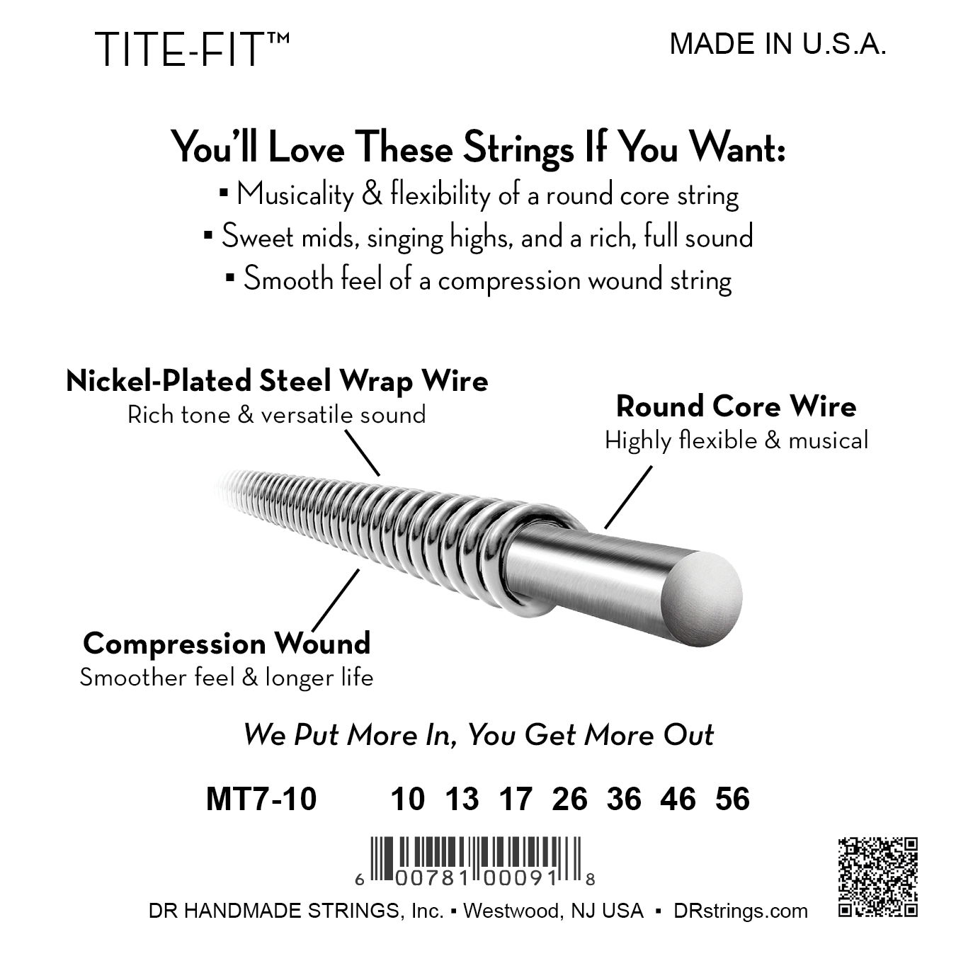 DR Strings DR TITE-FIT Nickel Plated Steel Electric Guitar String Set - 7-String 10-56 Medium MT7-10