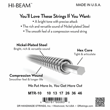 DR Strings DR HI-BEAM Electric Guitar String Set - 10-46 Medium MTR-10