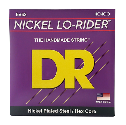 DR Strings DR Nickel Lo-Rider Nickel Plated Steel Electric Bass Strings Long Scale Set - 4-String 40-100 Light NLH-40