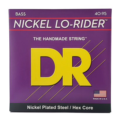 DR Strings DR Nickel Lo-Rider Nickel Plated Steel Electric Bass Strings Long Scale Set - 4-String 40-095 Light-Light NLLH-40