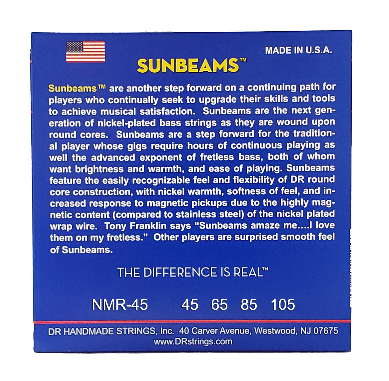 DR Strings DR Sunbeam Nickel Plated Steel Electric Bass Strings Long Scale Set - 4-String 45-105 Medium NMR-45